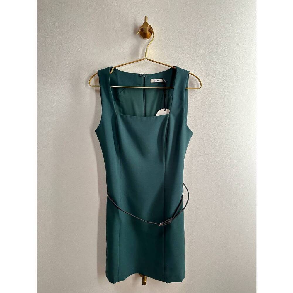NEW NEEDII women's karina belted mini dress in green